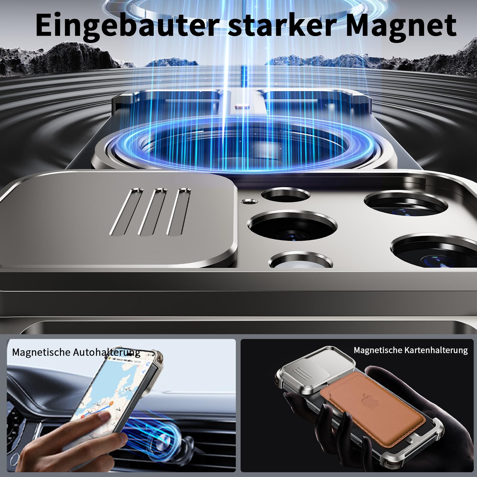 IPhone 16 Pro Hülle Mit Magnetischem Kameraschutz & Drehbarem Ständer - Stoßfestes Bumper Case