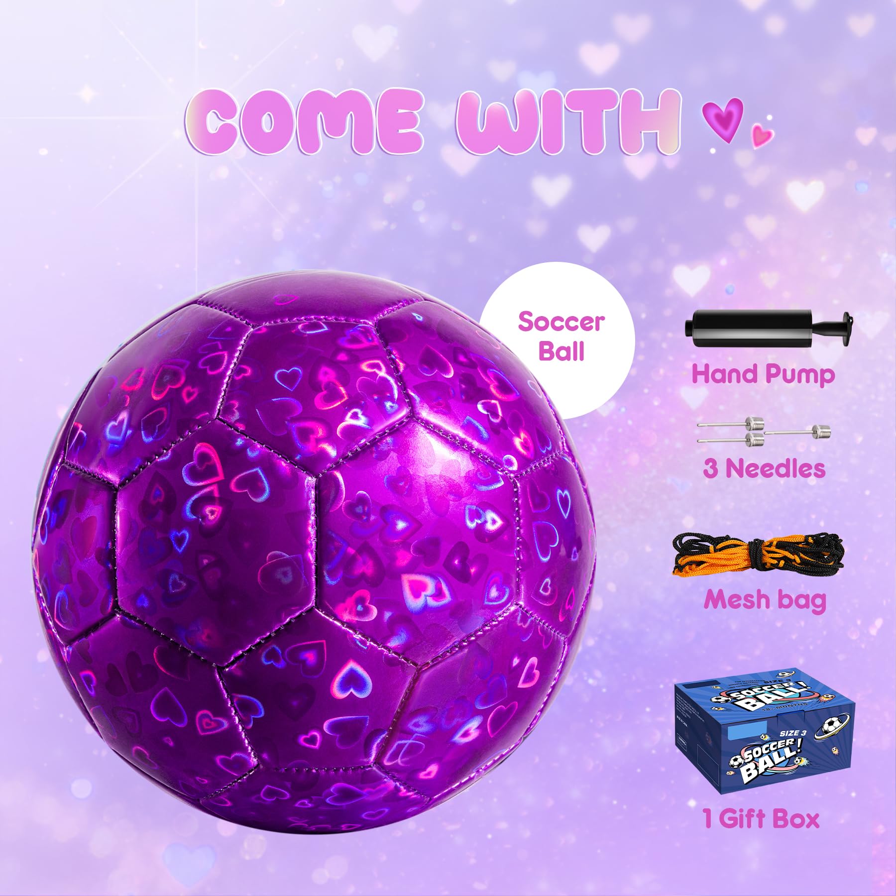U&C Planet Size 3 Football Toddlers Unicorn Football with Pump 3-8 Years Outdoor Football Sports Training Kids Small Footballs for Kids - Image 2