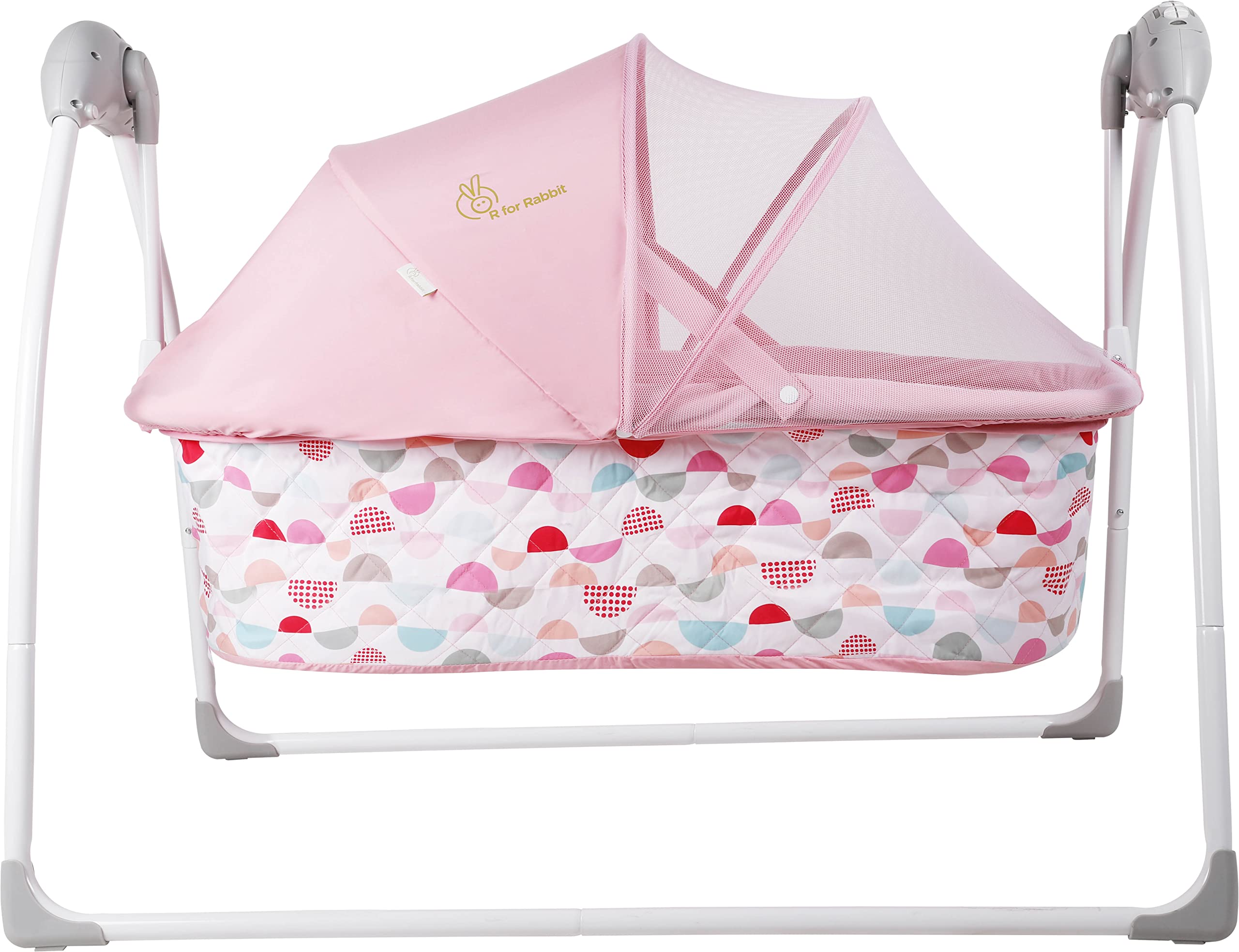 R for RabbitLullabies Automatic Baby Cradle for Babies with Remote Control & Mosquito Net -New Born Baby Swing Cradle(Pink)