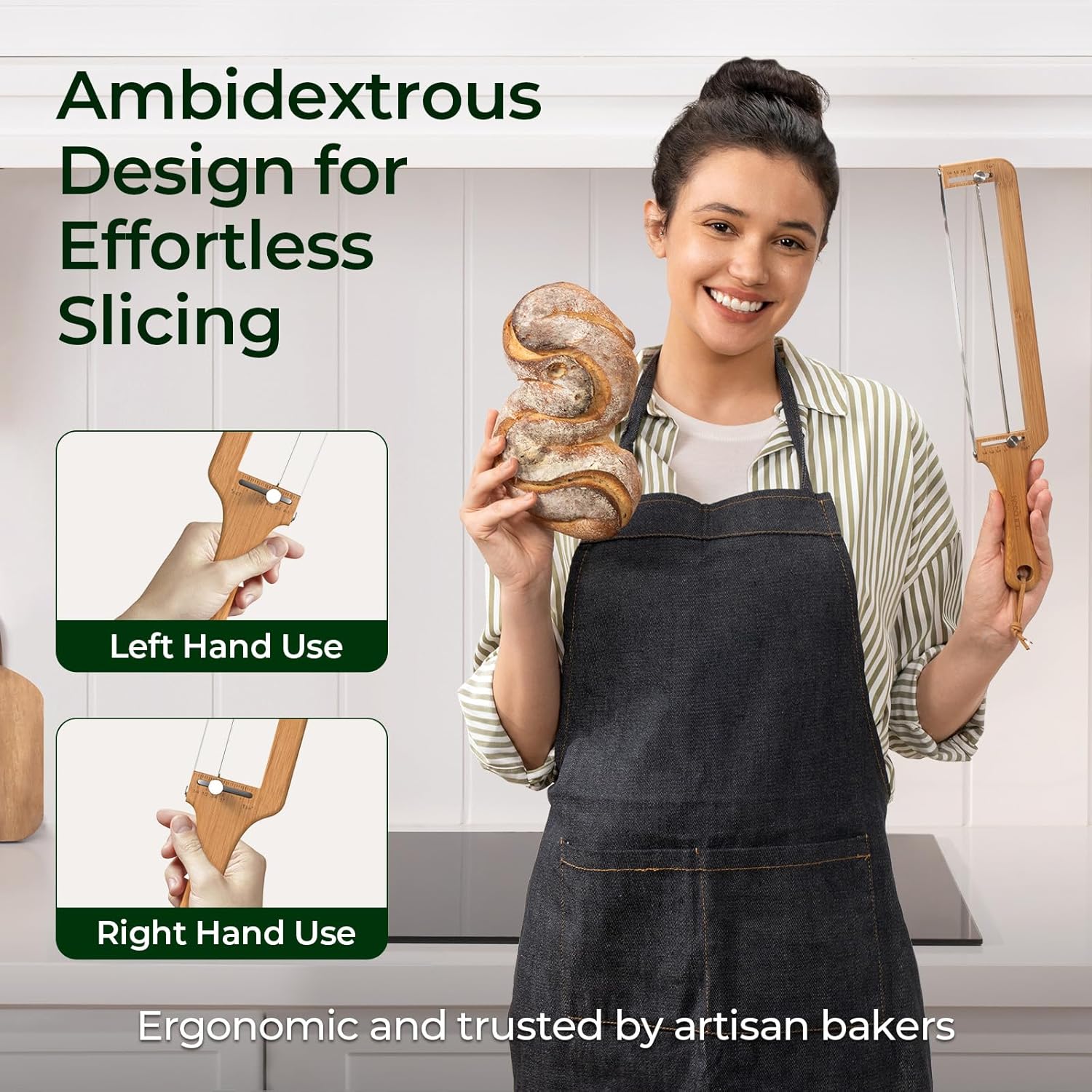 keechee Bread Pilot Adjustable Bread Knife – Upgraded Bread Slicer for Homemade & Sourdough Loaves, Serrated Stainless Blade with Precision Thickness Guide, Gift for Artisan Bakers