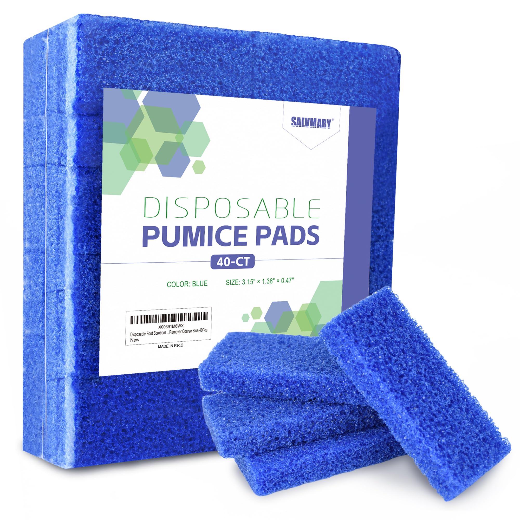 Disposable Foot Scrubber Sponge Pads Pedicure Pumice Stone for Feet Callus Remover Coarse Blue 40Pcs