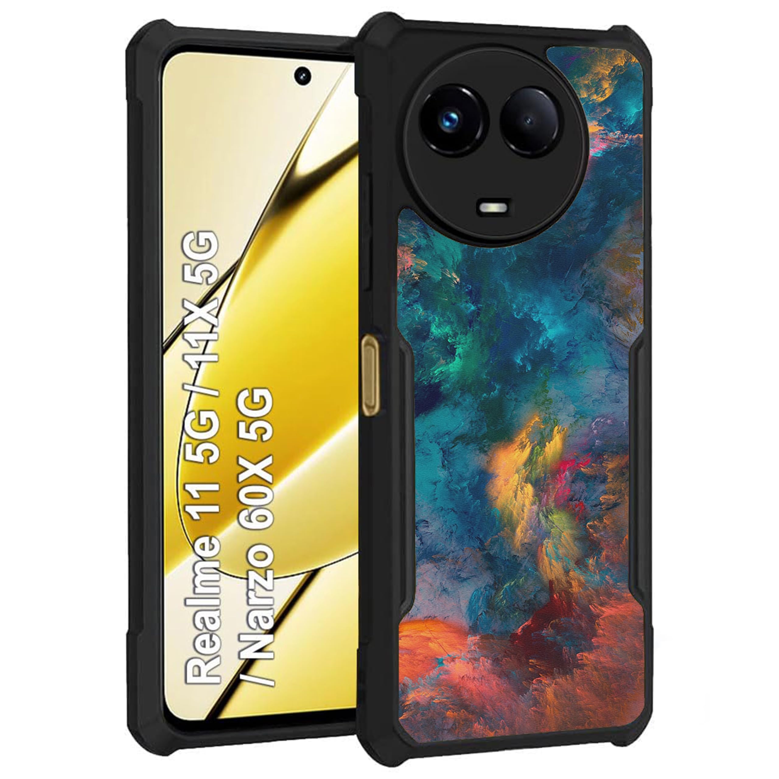 COBERTA Slim Shockproof 360 Degree Protection Design Back Cover Case for Realme Narzo 60X 5G | (Blue Colour Storm)