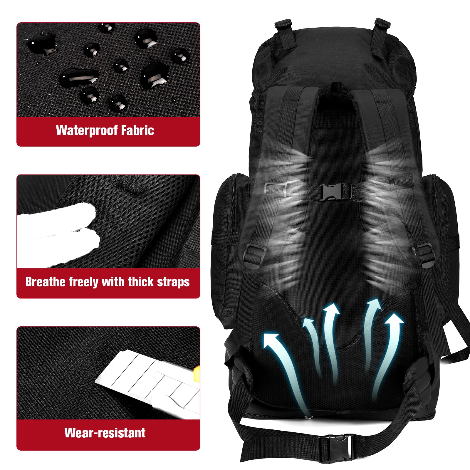 70L/100L Großer Camping-Wanderrucksack mit Regenschutz, wasserdichter Molle-Rucksack, Militär-Rucksack, leichter Rucksack-Tagesrucksack für Trekking, Klettern, Outdoor