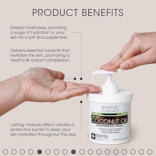 Miniatura 8 de Advanced Clinicals Set de 2 lociones corporales de retinol + crema de aceite de coco, loción facial hidratante y crema corporal  Tratamiento para el