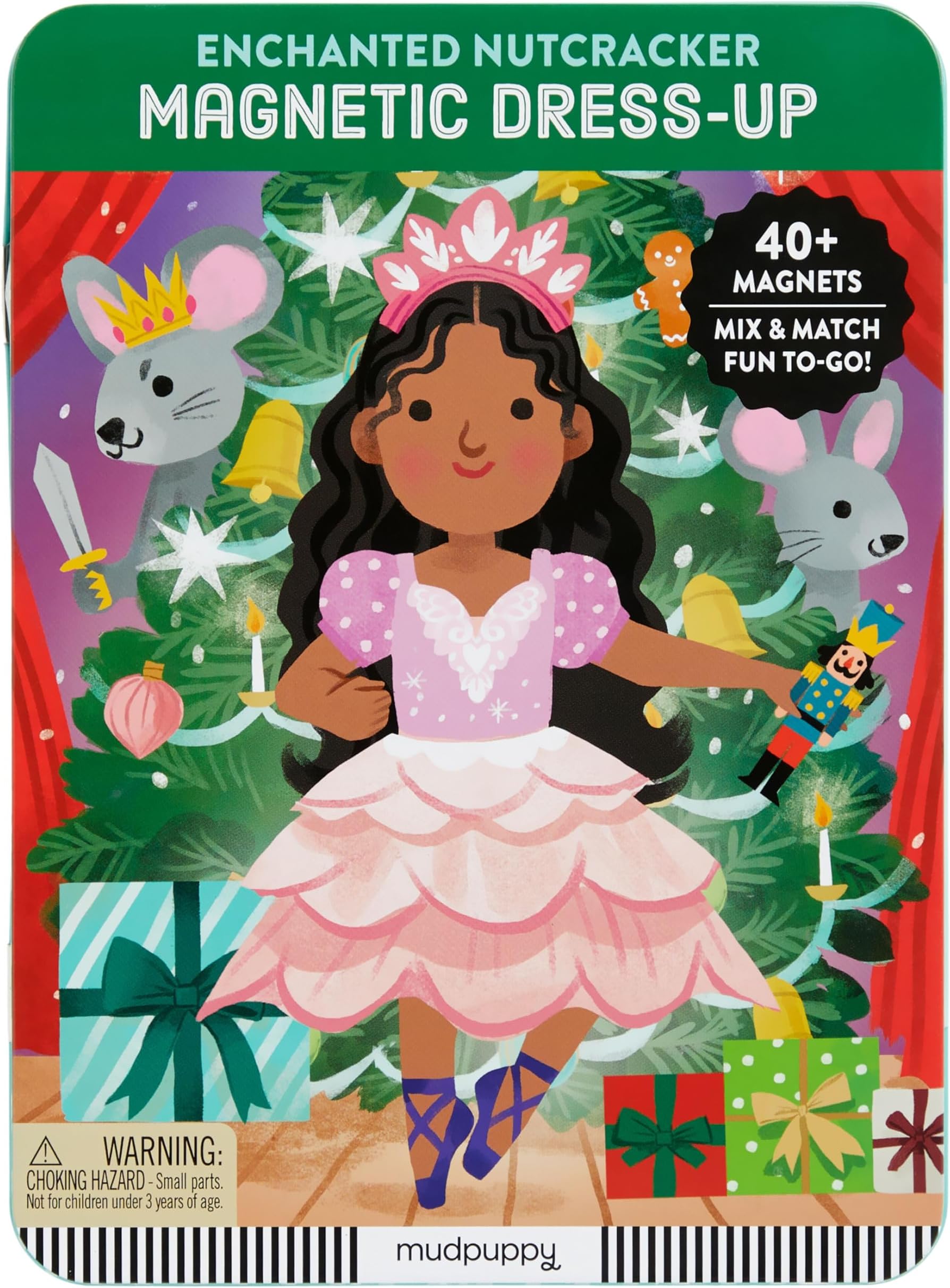Mudpuppy Enchanted Nutcracker โ Magnetic Dress Up Game with Illustrated Christmas Scenes Including 2 Ballerina Characters and Over 40 Mix and Match Magnets Perfect for Holiday Travel