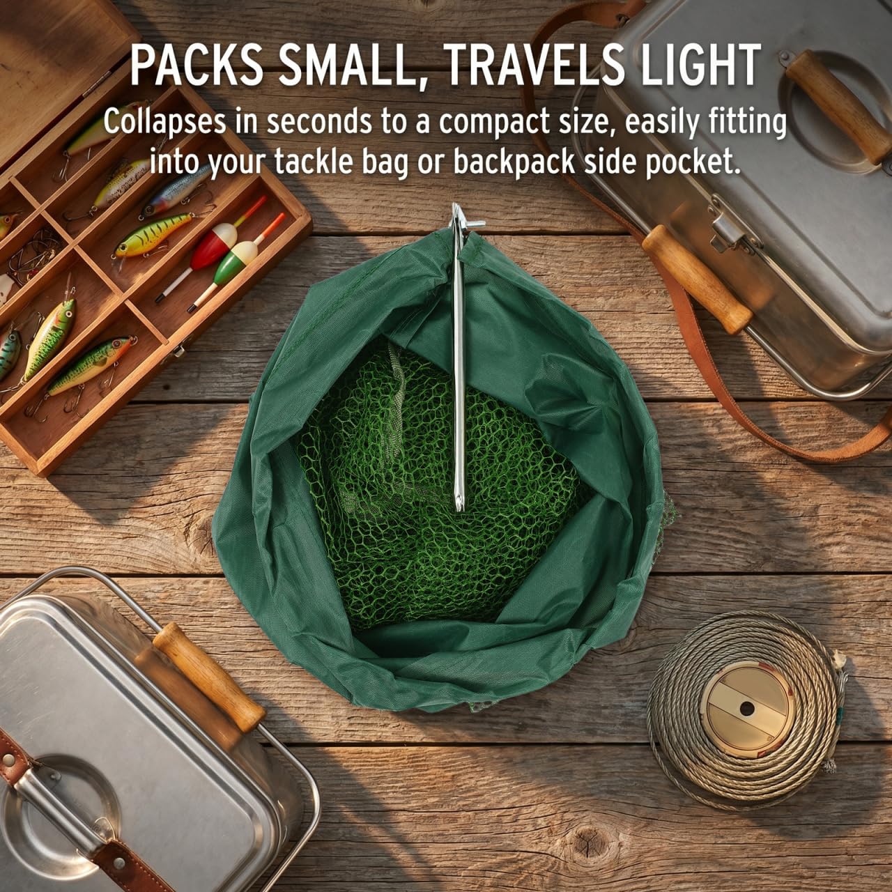 Filet de Pliable Maille Panier de Protection des Poissons Polyester et Acier Inoxydable Équipement de Pratique pour Stockage et Localisation des Poissons