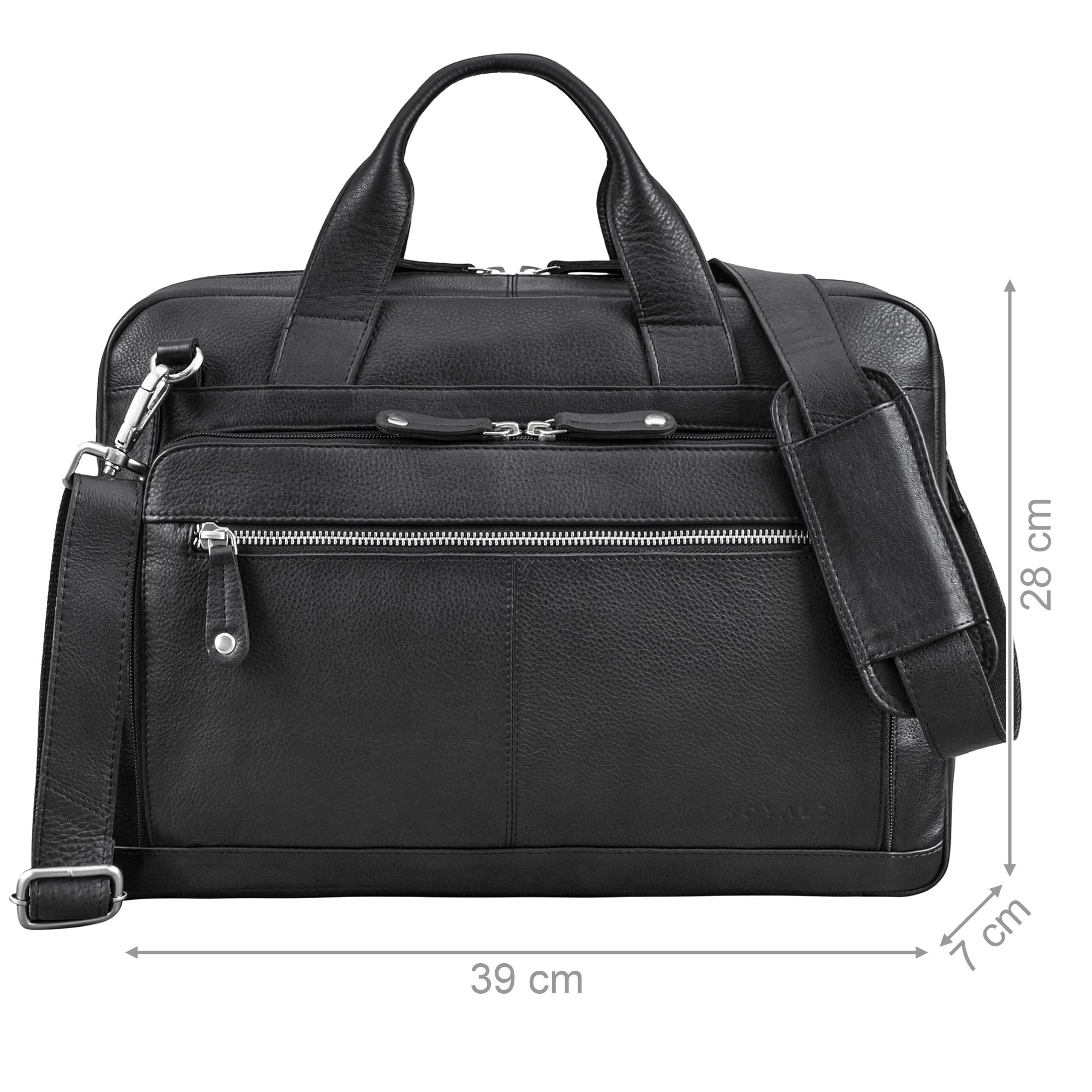 ROYALZ "Houston flache Leder Umhängetasche Herren Damen Mittel-groß - moderne Vintage Ledertasche 14-15 Zoll Laptoptasche Echtleder Business Aktentasche Büro Freizeit