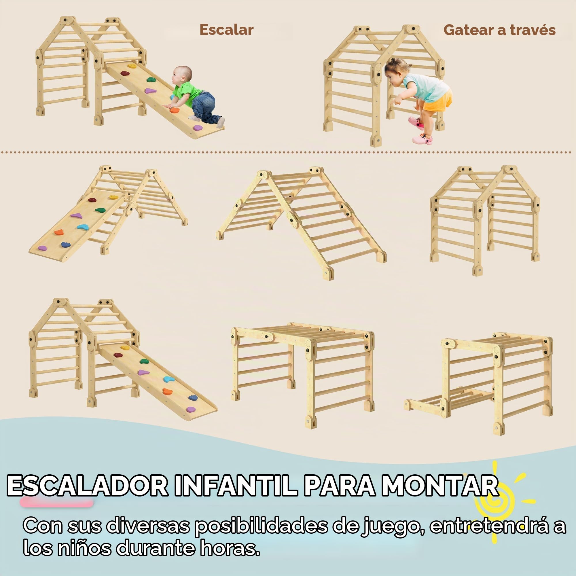 AIYAPLAY Escalada para Niños Montessori Plegable 18-48 Meses Multicolor