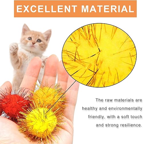 Miniatura 2 de Andiker Pelotas brillantes para gatos, juguetes coloridos de oropel con purpurina de 1.5 pulgadas para gatos de interior, interactivos y ligeros