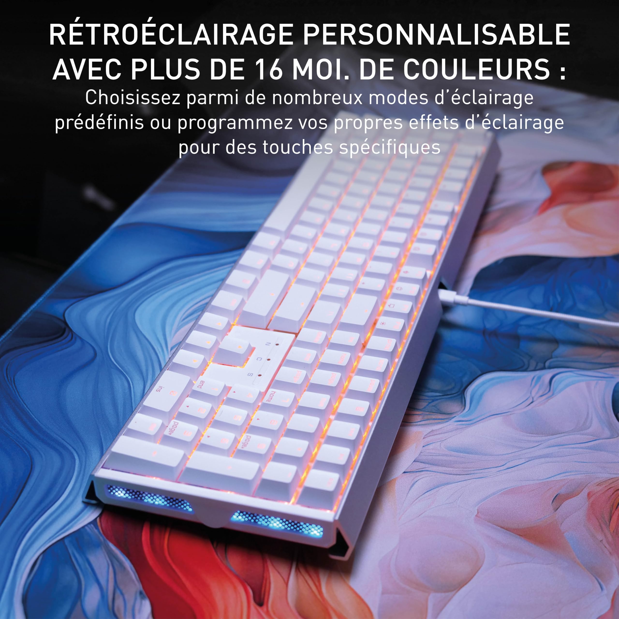 CHERRY XTRFY MX 3.1, clavier de jeu mécanique, disposition pan-nordique (QWERTY), rétro-éclairage RGB, boîtier alu, port USB-A, MX2A RED Switches, blanc