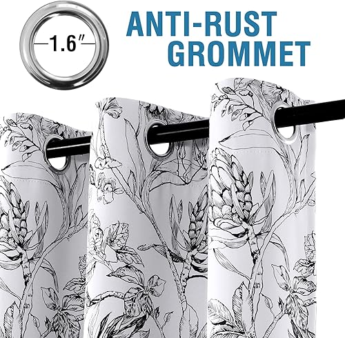 Miniatura 3 de H.VERSAILTEX Cortinas 100% de Opacidad para Sala de Estar Cortinas Opacas Florales de Camelia de 63 Pulgadas de Largo que Bloquean la Luz Cortinas