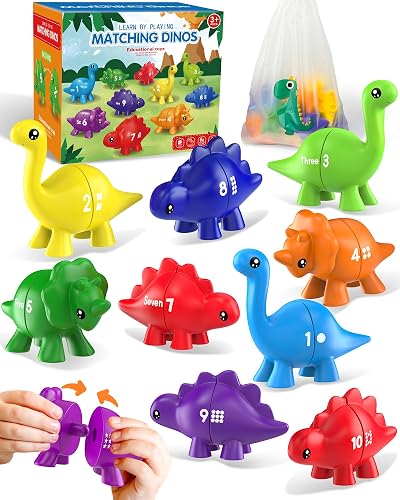 Number Dinosaur Toys for Kids 3-5, Montessori Learning Toys for 3 Year Old