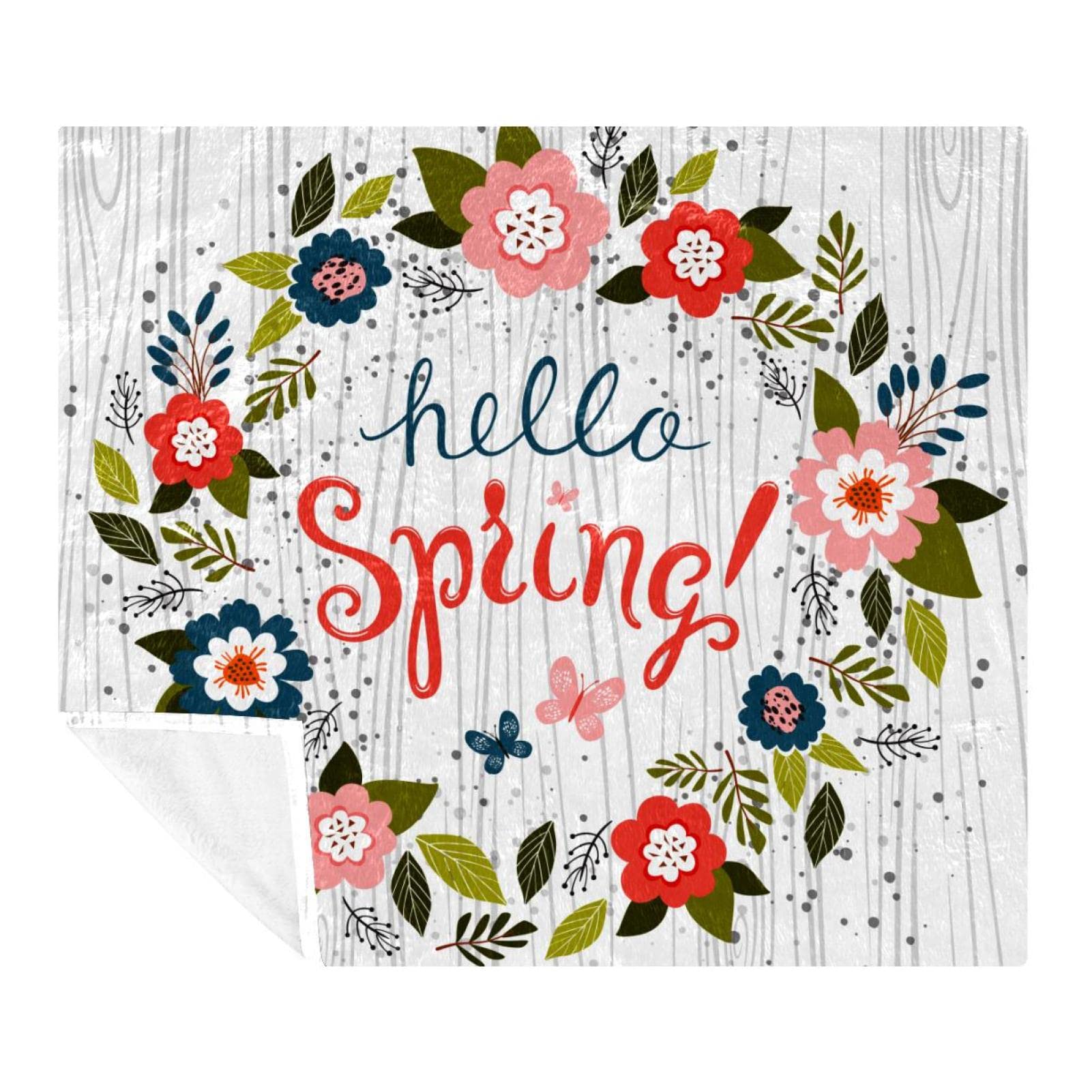 Couverture polaire Hello Spring plaid doudou pour soirée cocooning salon