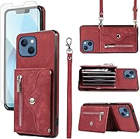 Vista 9 de Asuwish Funda de teléfono para iPhone 13 Mini con protector de pantalla de vidrio templado y correa cruzada de muñeca con cordón para tarjetas