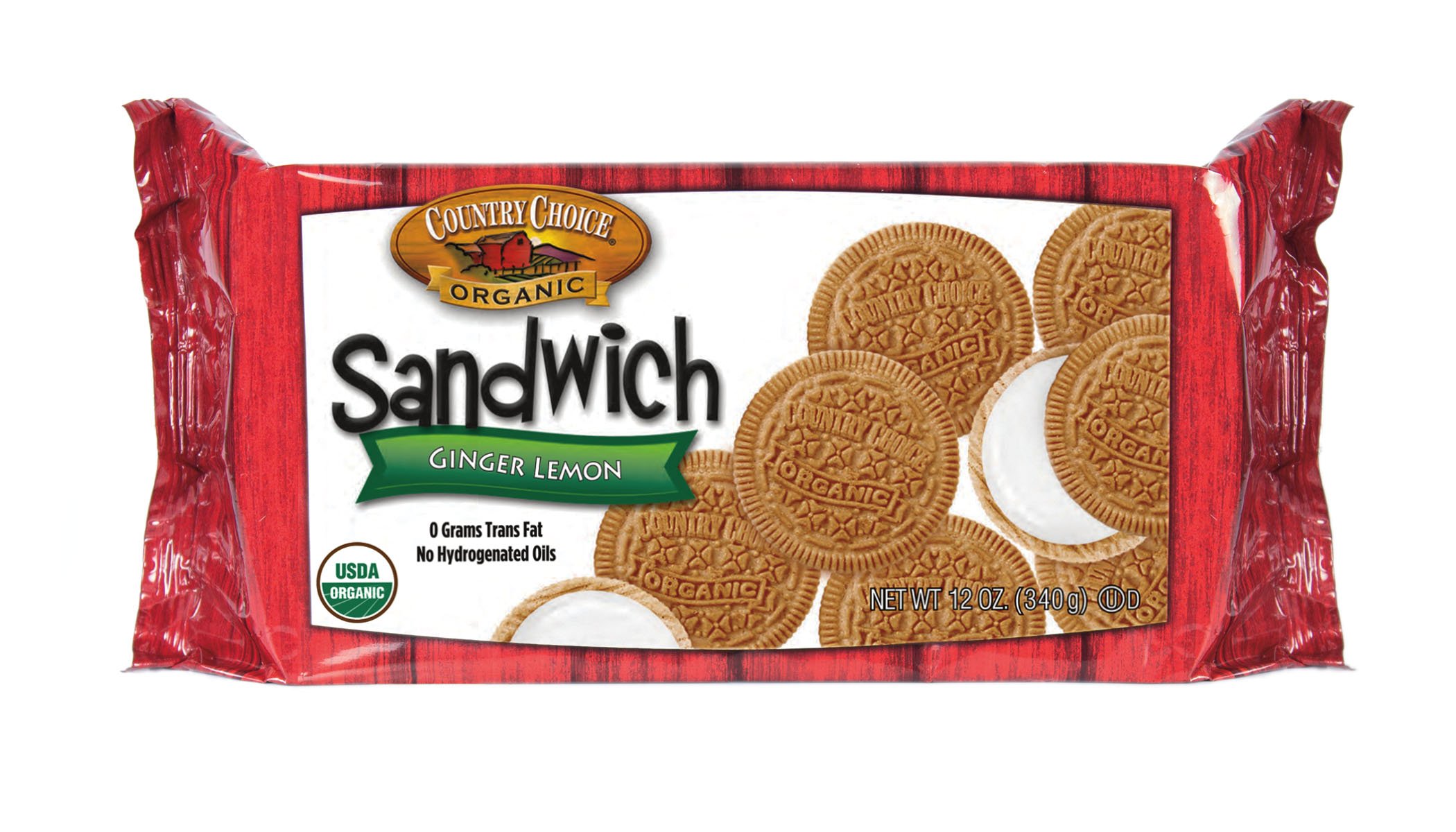 Country Choice Organic Sandwich Creme Cookies, Ginger Lemon, 12 Ounce (Pack of 6)