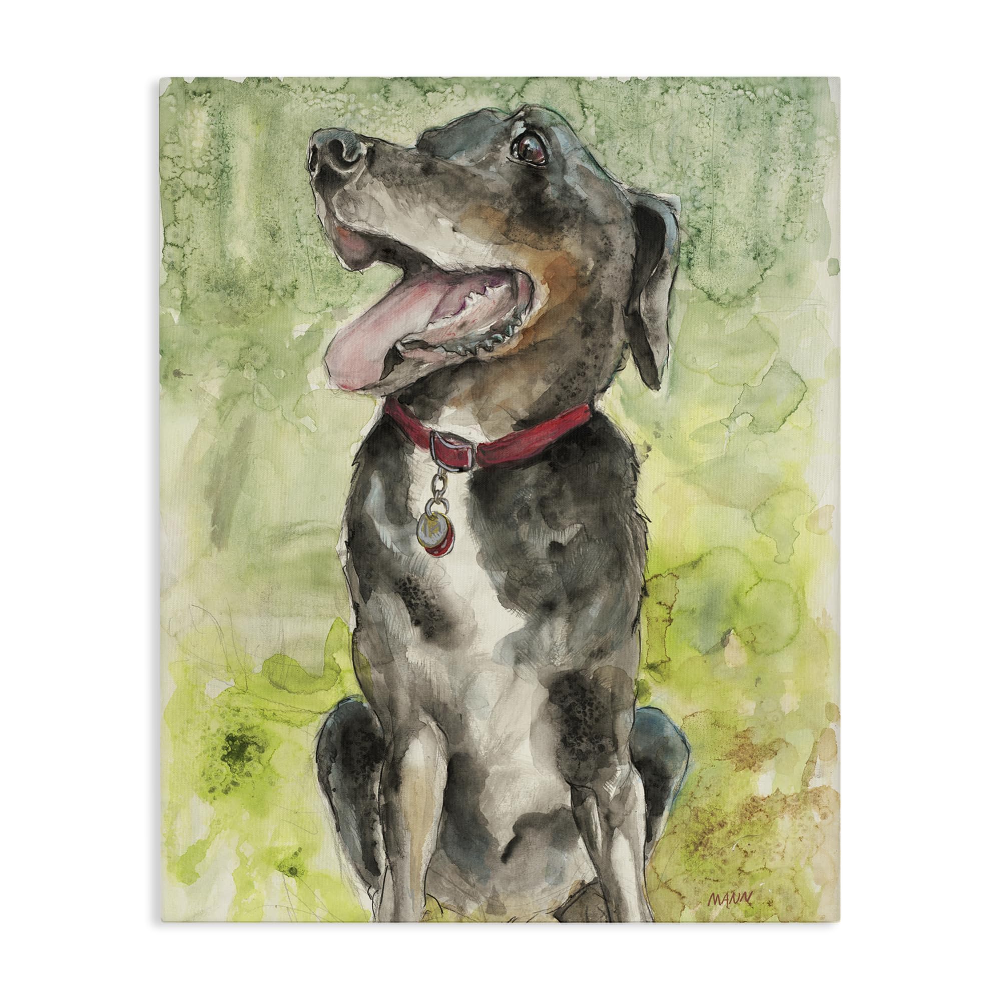 Stupell Industries Dog Watercolor Portrait Loyal Happiness 'A Dog's Happiness'| Canvas Art