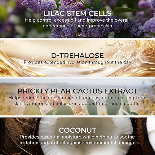 Miniatura 3 de COSMEDIX Hidratante sin aceite sin brillo, ilumina la apariencia, piel propensa a manchas, células madre lilas, vitamina B3, sin crueldad, sin gluten