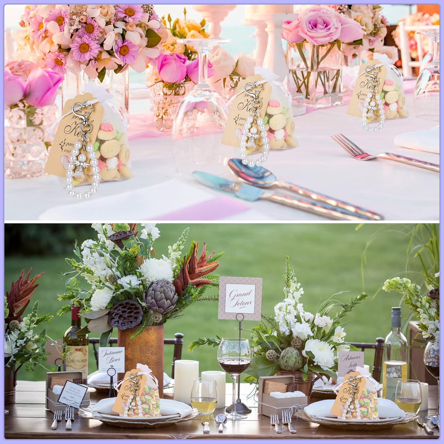 Dreamtop 20 Sets Angel Keychains Favor, Pearl Angel Keychain Gifts Bulk Guardian Angel Pendant Keychain with Thank You Tags Organza Bag for Wedding Baby Shower Baptism Party Favors for Guest - Image 5