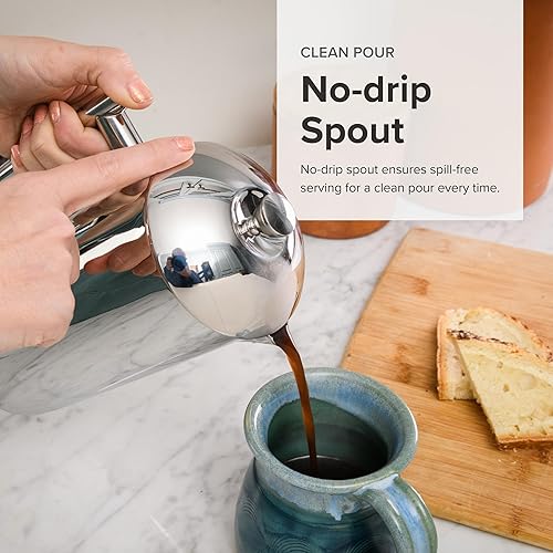 Miniatura 5 de Frieling USA cafetera francesa de acero inoxidable con paredes dobles con rejilla doble patentada pulida de 36 onzas Estándar- Pulido Pulido