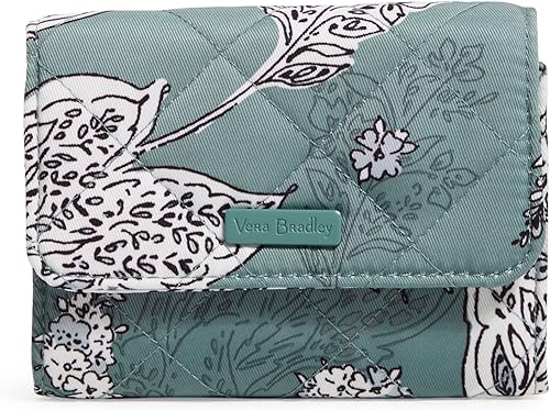 Vera Bradley Cartera compacta Riley de sarga de rendimiento para mujer con protección RFID