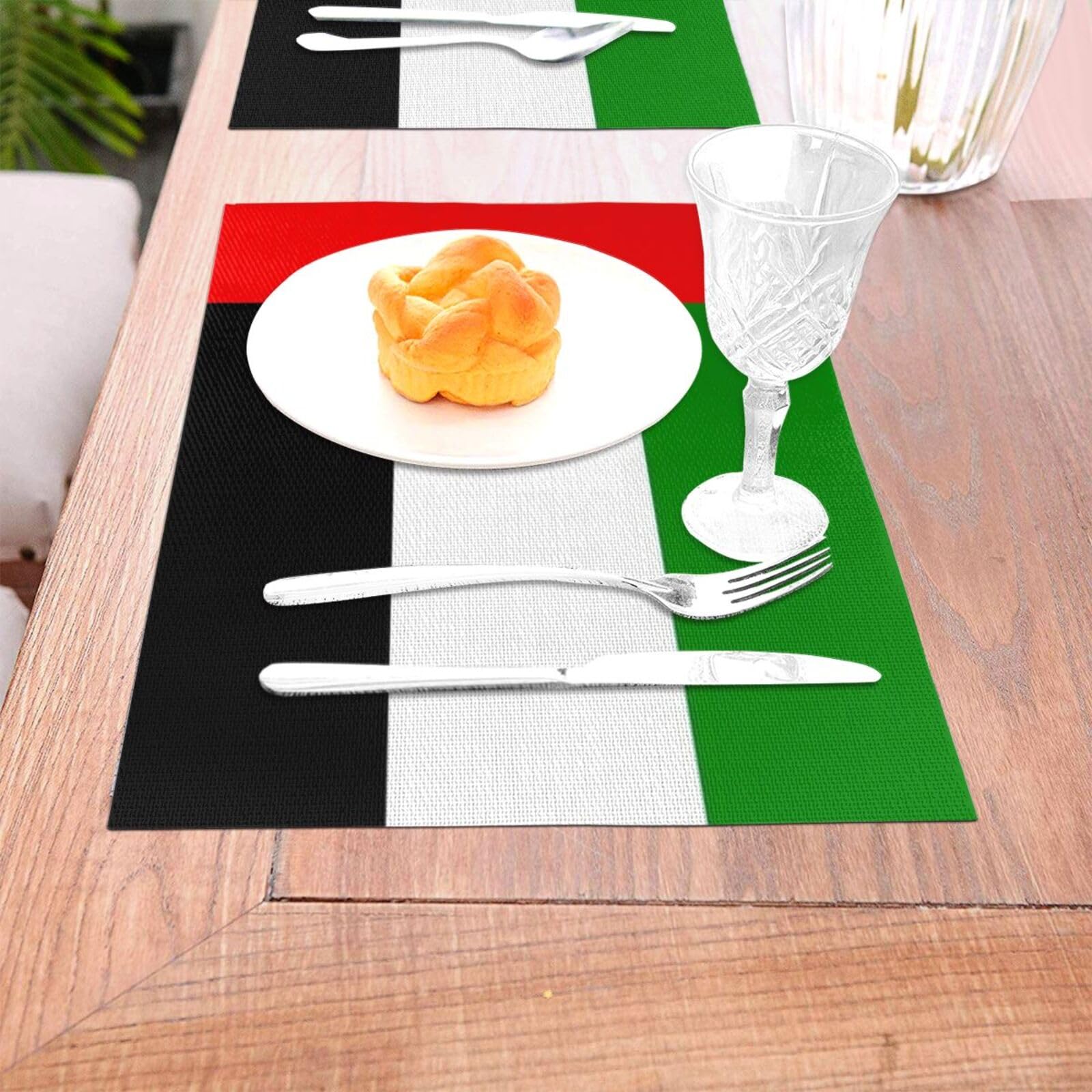 Set Di 10 Tovagliette Con Stampa Della Bandiera Degli Emirati Arabi Uniti In Pvc Intrecciato Resistenti Al Calore Lavabili E Antiscivolo 45X30Cm Per Cucina Interni Ed Esterni