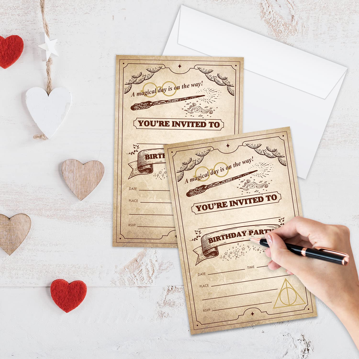 Birthday Invitation Cards, Magical Party Invites, Kids Happy Birthday Party Decorations Supplies, 20 Fill-in Cards with Envelopes for Boys or Girls Party Celebration - B16