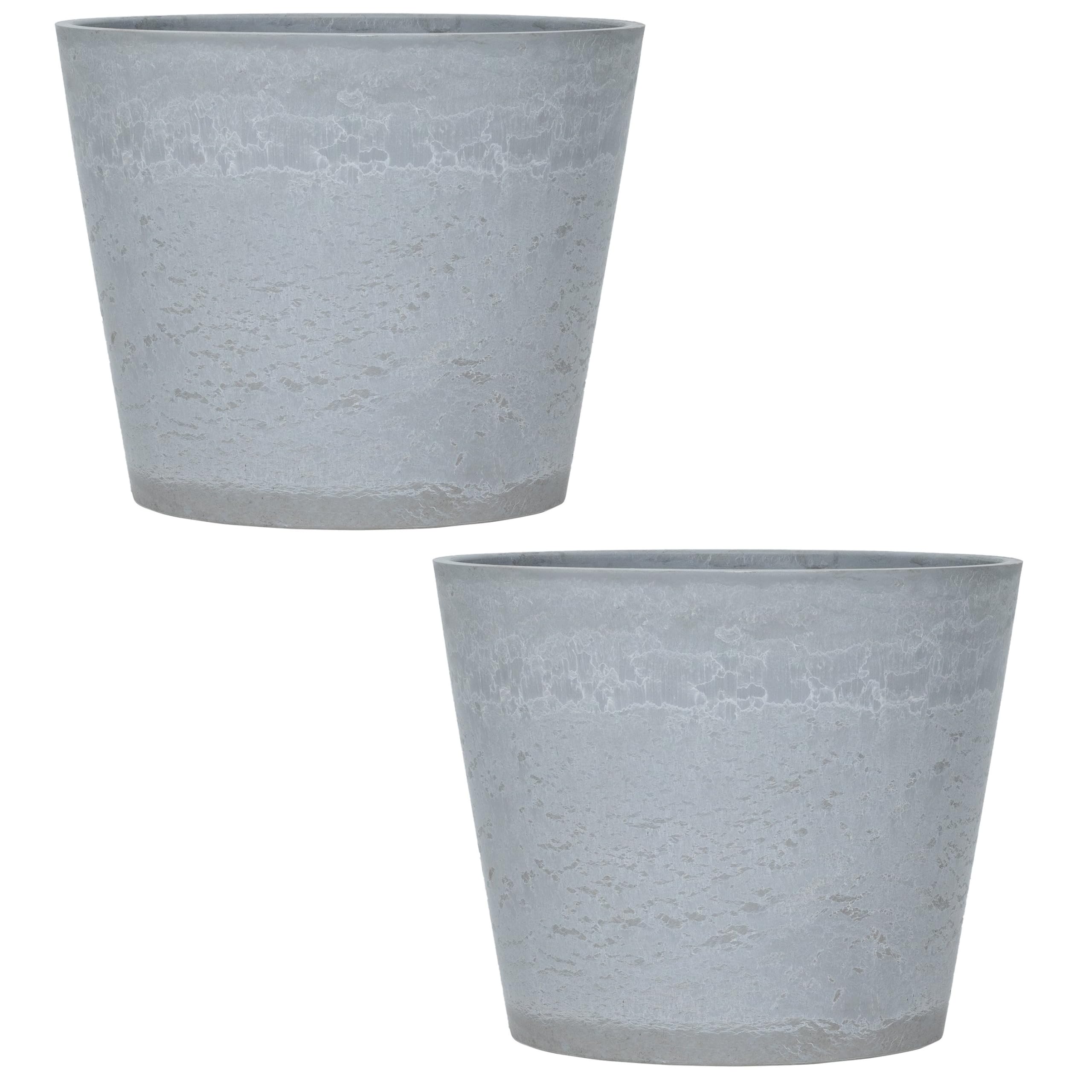 Garden Gear Caesar Marble Effect Planter For Garden Outdoor Patio Grey Medium 41Cm Diameter (X2) from B&Q