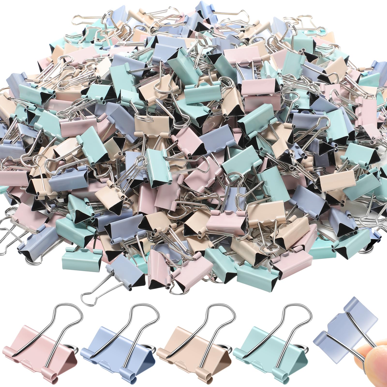 Jetec 500 Stück 2,5 cm bunte Binder-Clips, mittlere Büroklammern, Metall-Büroklammern für Lehrer, Studenten, Klassenzimmer, Geschäft, Büro und Schule, Bürobedarf