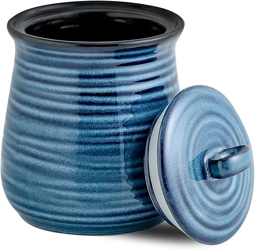 Miniatura 10 de Tarros de cerámica para almacenamiento de alimentos, recipientes de cocina de porcelana de 25 onzas con tapas herméticas, juego de 3, recipientes de