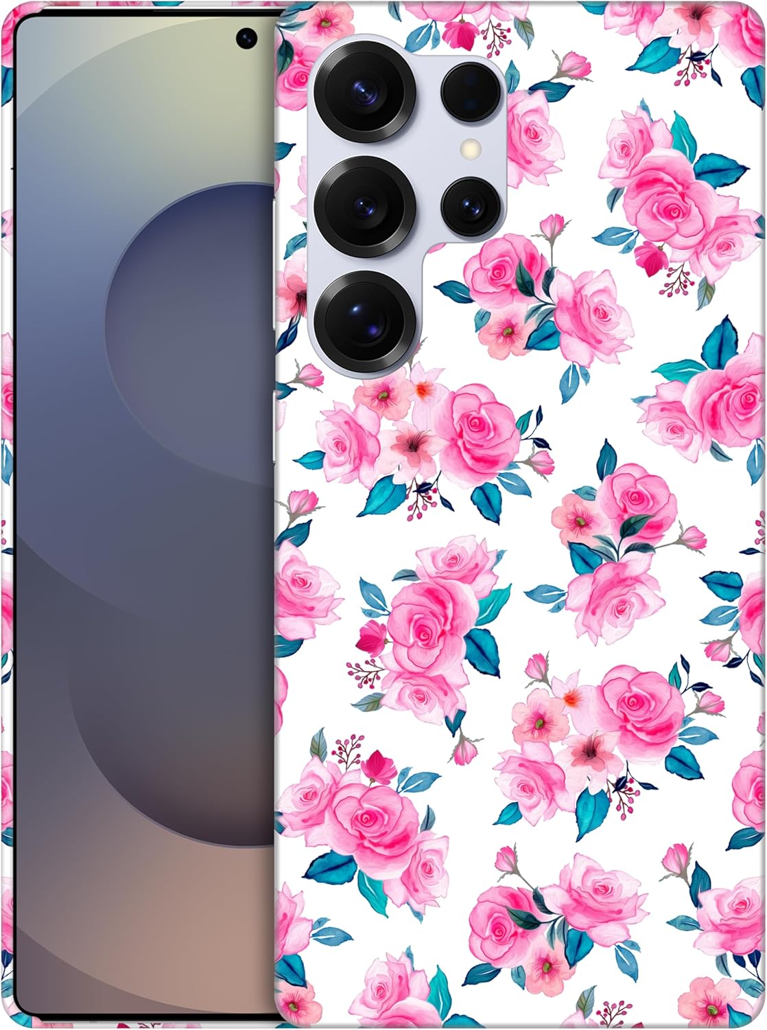 for Samsung Galaxy S25 Ultra 5G, S25 Ultra Case - Rose Floral Pattern Pink Design Printed Cute, Sleek Hardshell Protective Phone Case/Cover for Samsung S25 Ultra