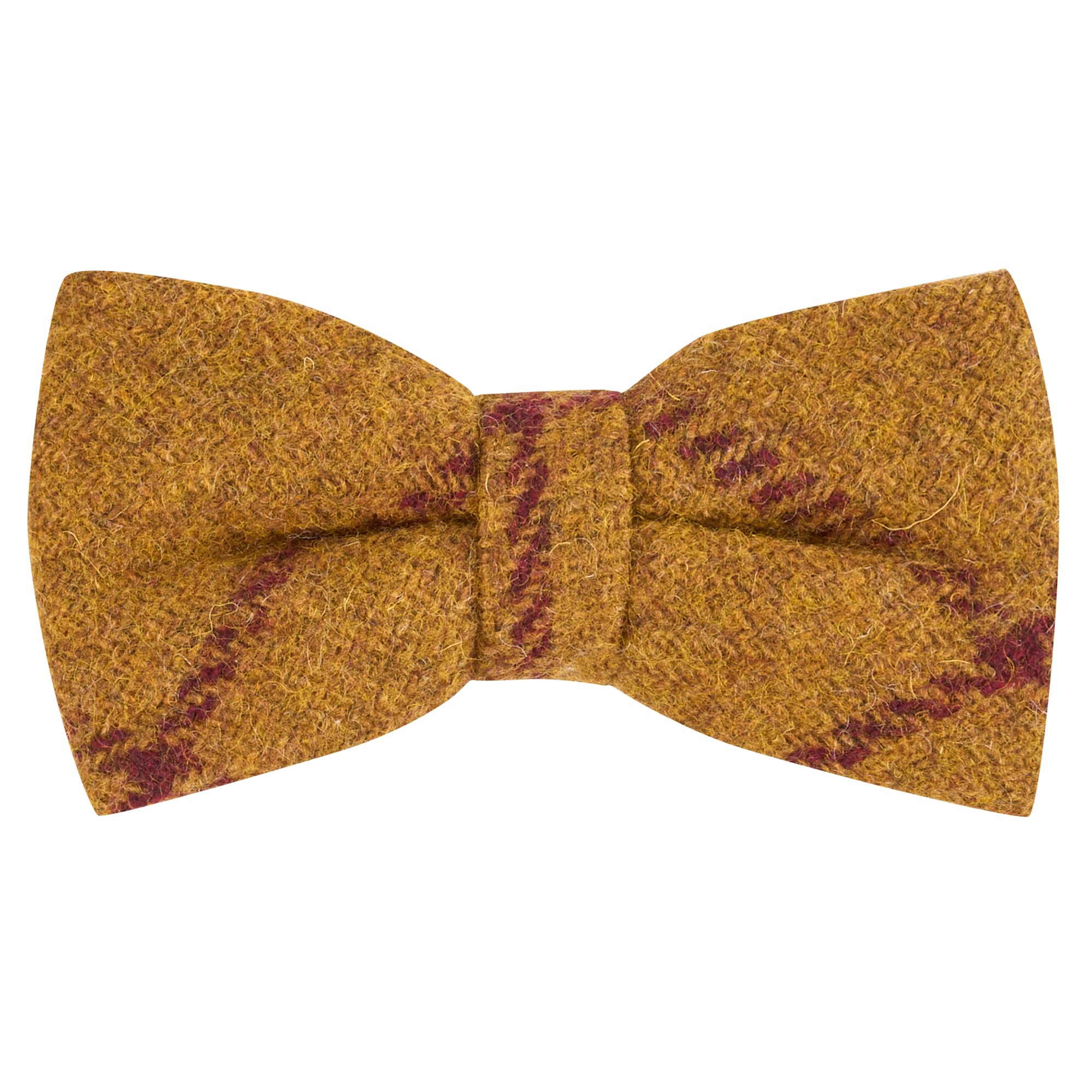 King & Priory Dark Mustard Check Bow Tie, Tweed