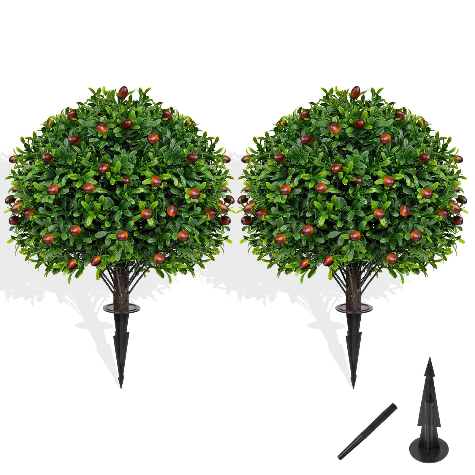 Photo 1 of Grooy Artificial Boxwood Topiary Ball Tree with Spike