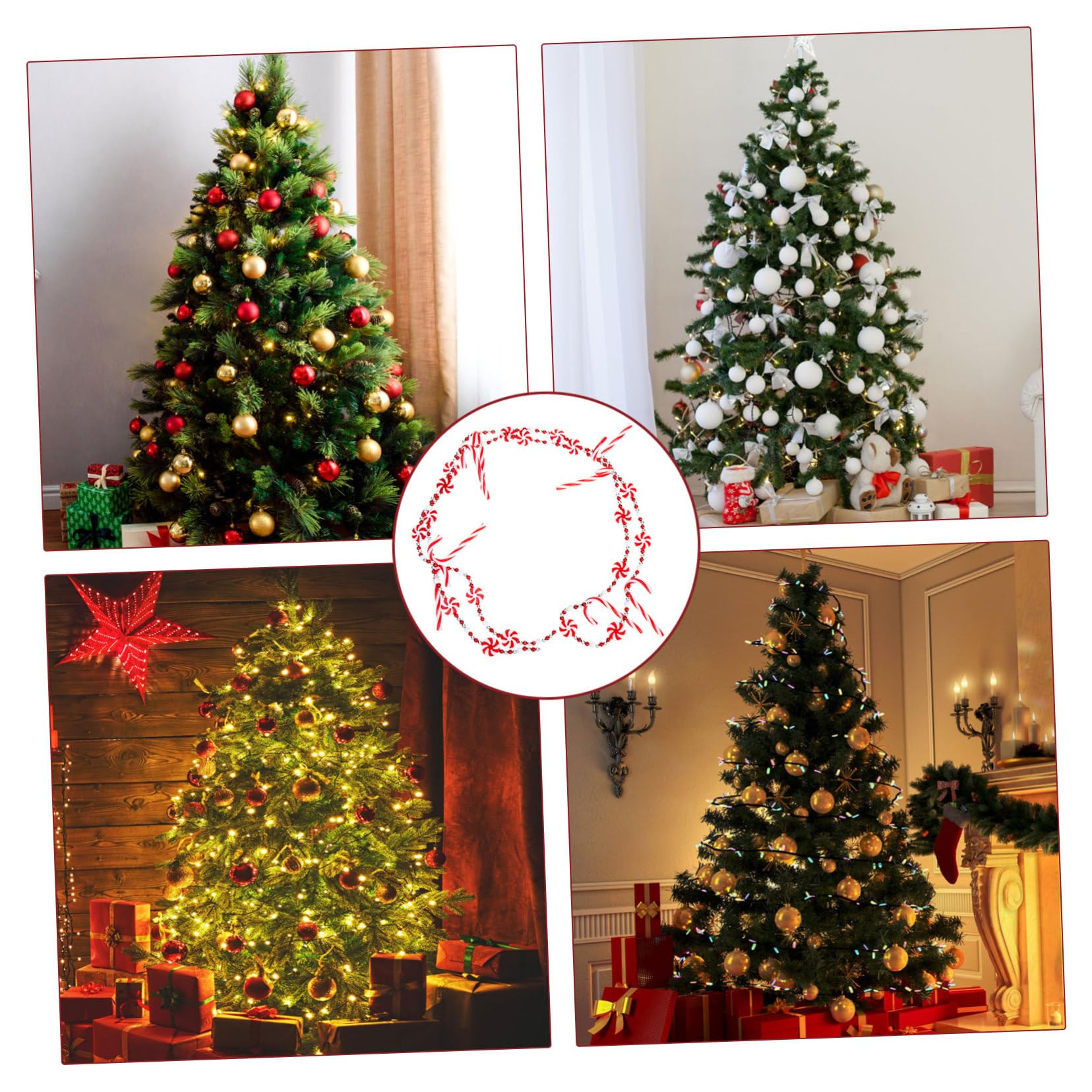 SEWACC 4stücke Weihnachtliche Zuckerperlen Girlande Dekoration Rote Und Weiße Candy Pendant Für Weihnachtsbaum Türen Fenster Wände Und Für Festliche