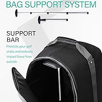 Vista 7 de Bolsa de viaje de golf GoHimal con varilla de soporte ajustable, estuche de viaje de golf de tela Oxford 900D resistente para aerolíneas con ruedas