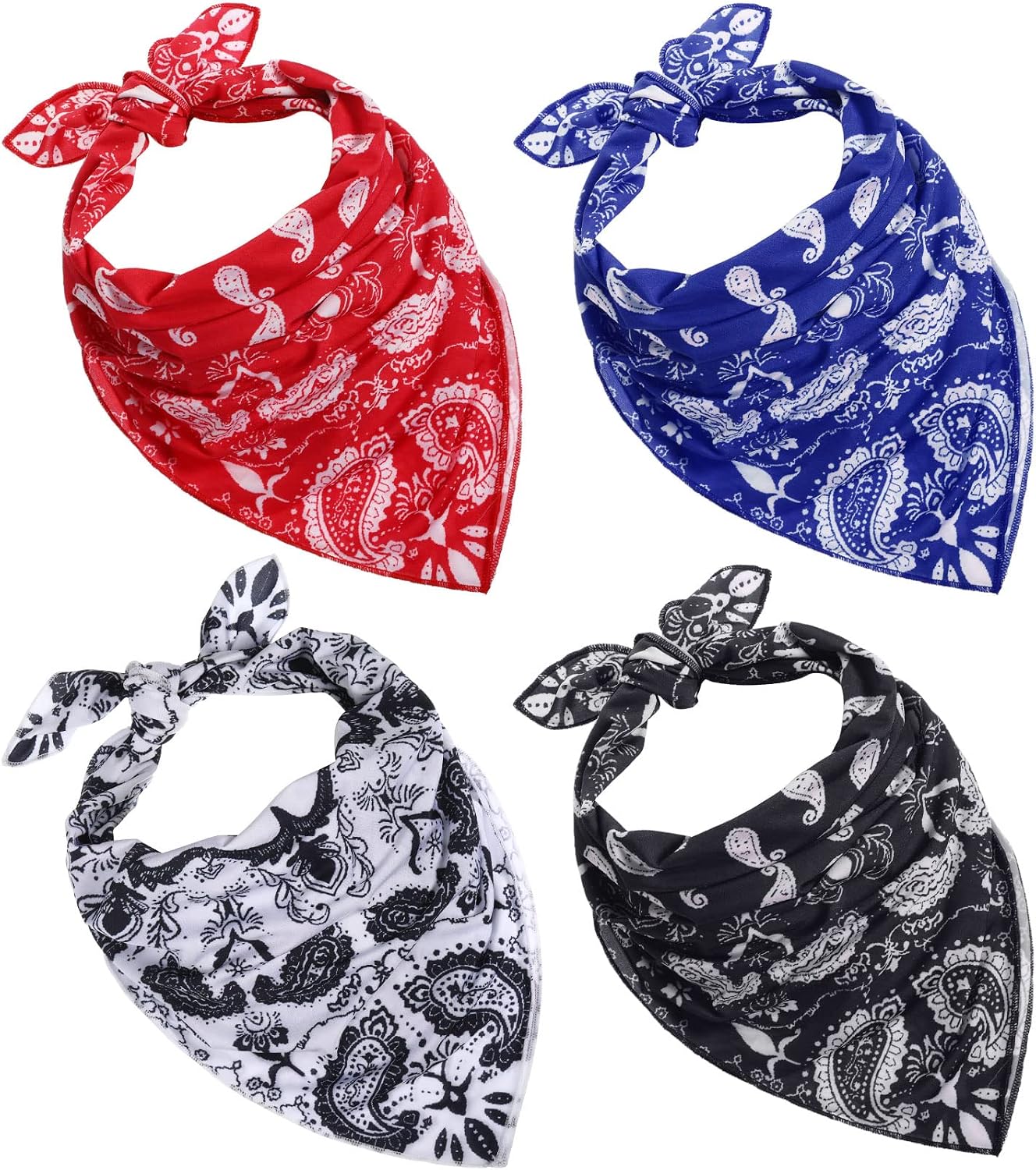 4 Pcs Cooling Bandanas Paisley Wicking Bandana for Women Sun Bandana Sun Protective Cools Instantly When Wet Breathable Face Cover Absorbent Soft Sweat Bandanas Cool Cooling Bandanas for Men Women