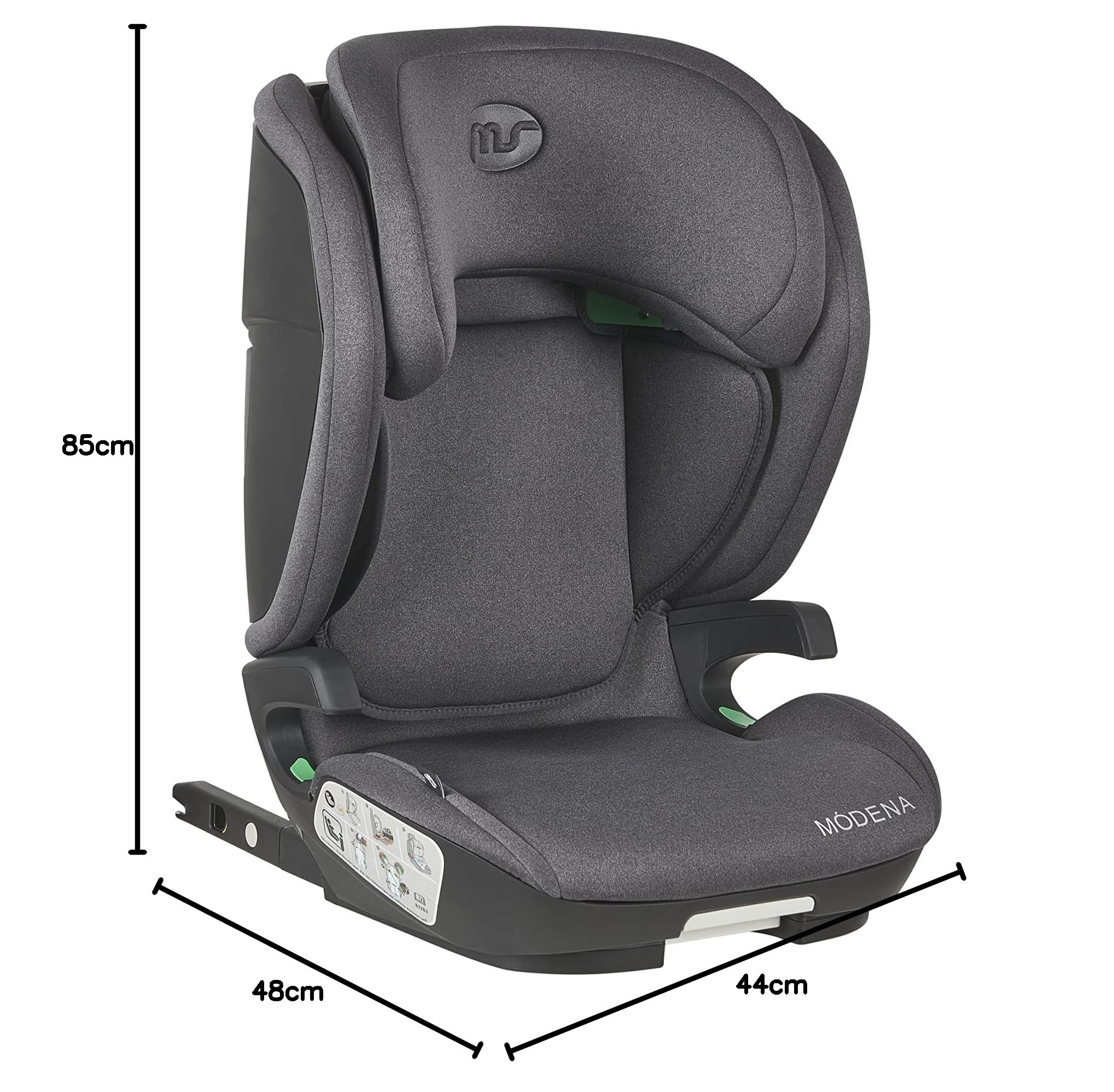 Ms BabyWorld Modena Seggiolino auto Isofix Gruppo 2/3 I-SIZE R129, Con 4 posizioni di seduta e Poggiatesta - Universale, da 15 a 36 kg o 100-150 cm - Sistema Protezione Laterale