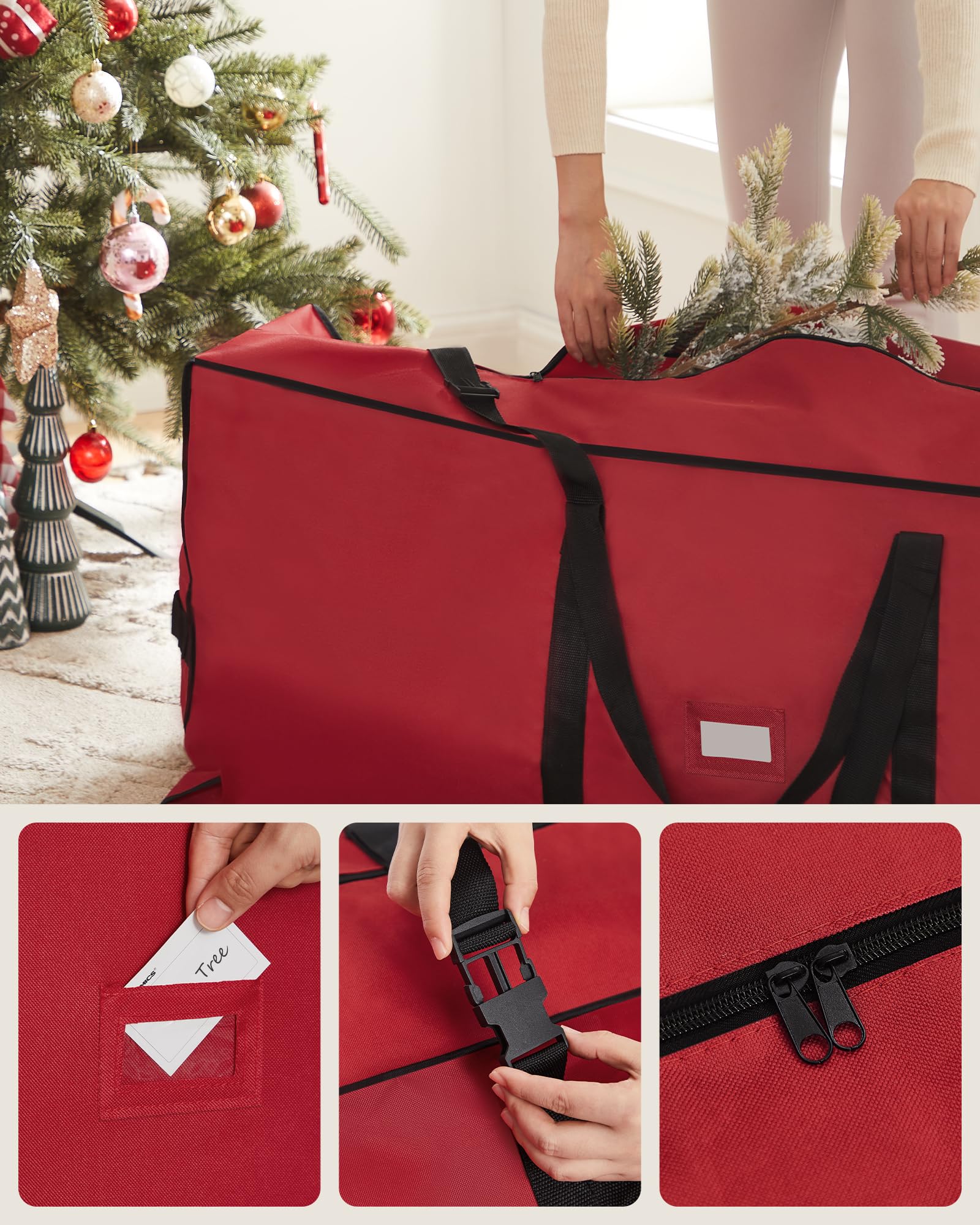 SONGMICS Christmas Tree Bag with 4 cm Wheels, Tree Suitcase up to 274