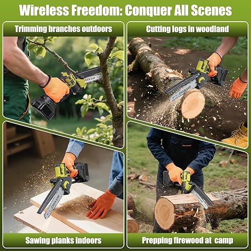 Miniatura 6 de Mini motosierra para batería Dewalt de 20 V MAX, motosierra de poda inalámbrica sin escobillas de 8 pulgadas, corte rápido y potente de 24.6 piesS,