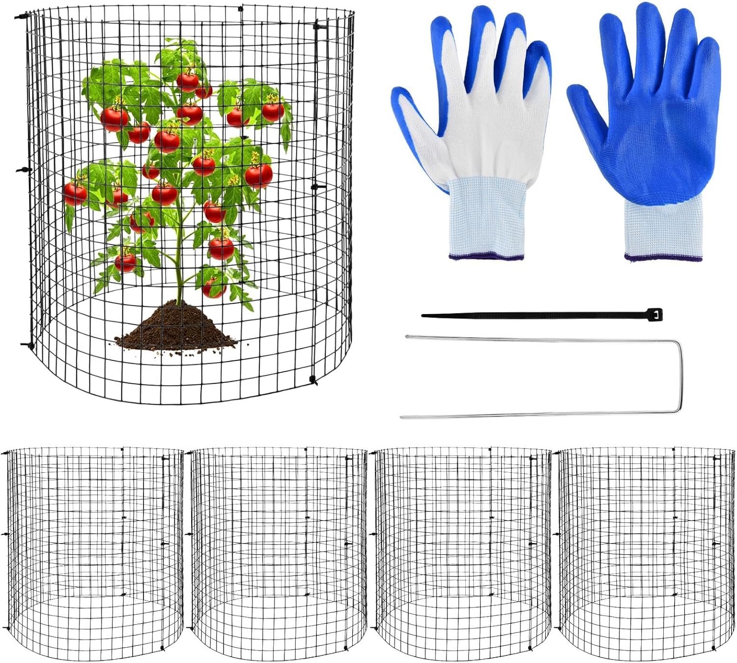 5 Pack Round Plant Protector from Animals, 12'' x 12'' Metal Plant Cages, 15 PCS Metal Mesh to Keep Animals Out, Garden Protection Bunny Barricades, Wire Plants Protectors for Rabbits Chicken Duck