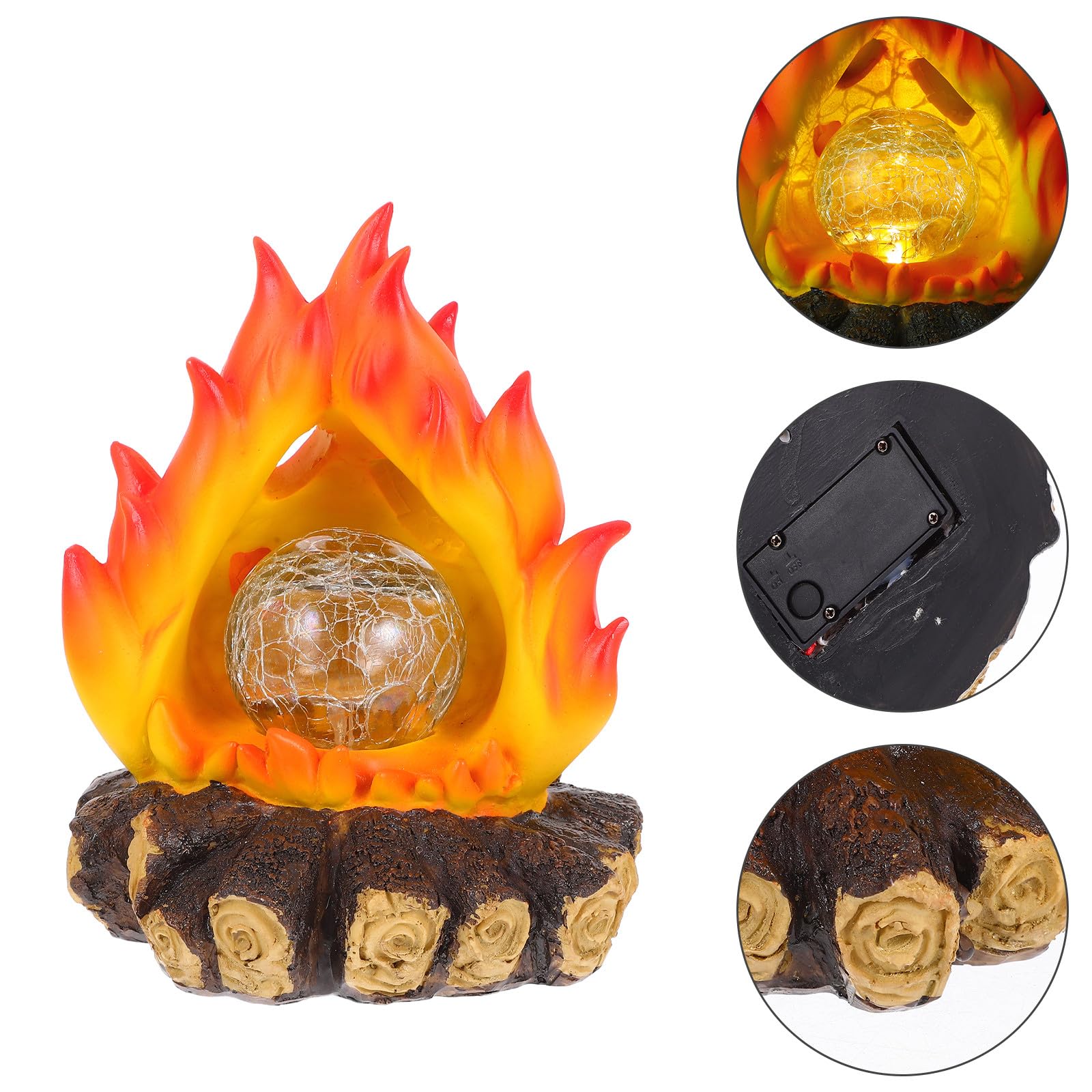 Solar Lagerfeuer Nachtlicht mit Realistischem Flammeneffekt aus Kunstharz Solarbetrieben als Dekoration für Outdoor und Festlagerfeuer bei Halloween und Weihnachten