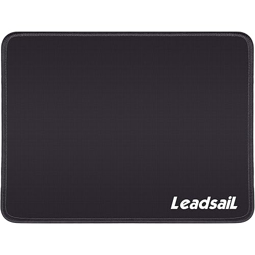 LeadsaiL Mouse Pad with Stitched Edge, Water-Resistant, Premium-Textured Mouse Mat, Non-Slip Rubber Base Mousepad for Laptop, Computer & PC, 10.6×8.3×0.1 inches (Black)