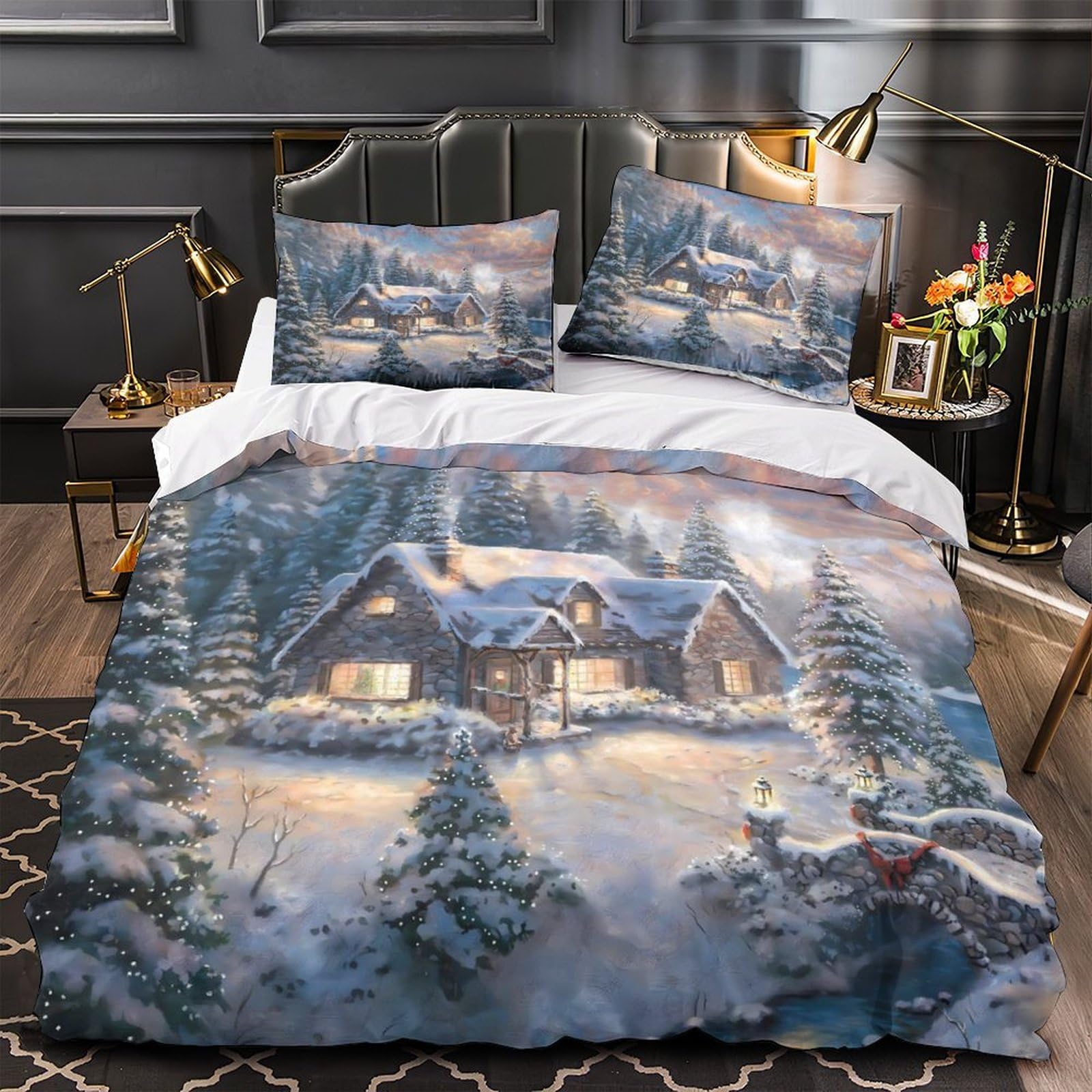 Linge de lit Lynx des neiges pour chambre d'enfant et ado parure douce effet 3D