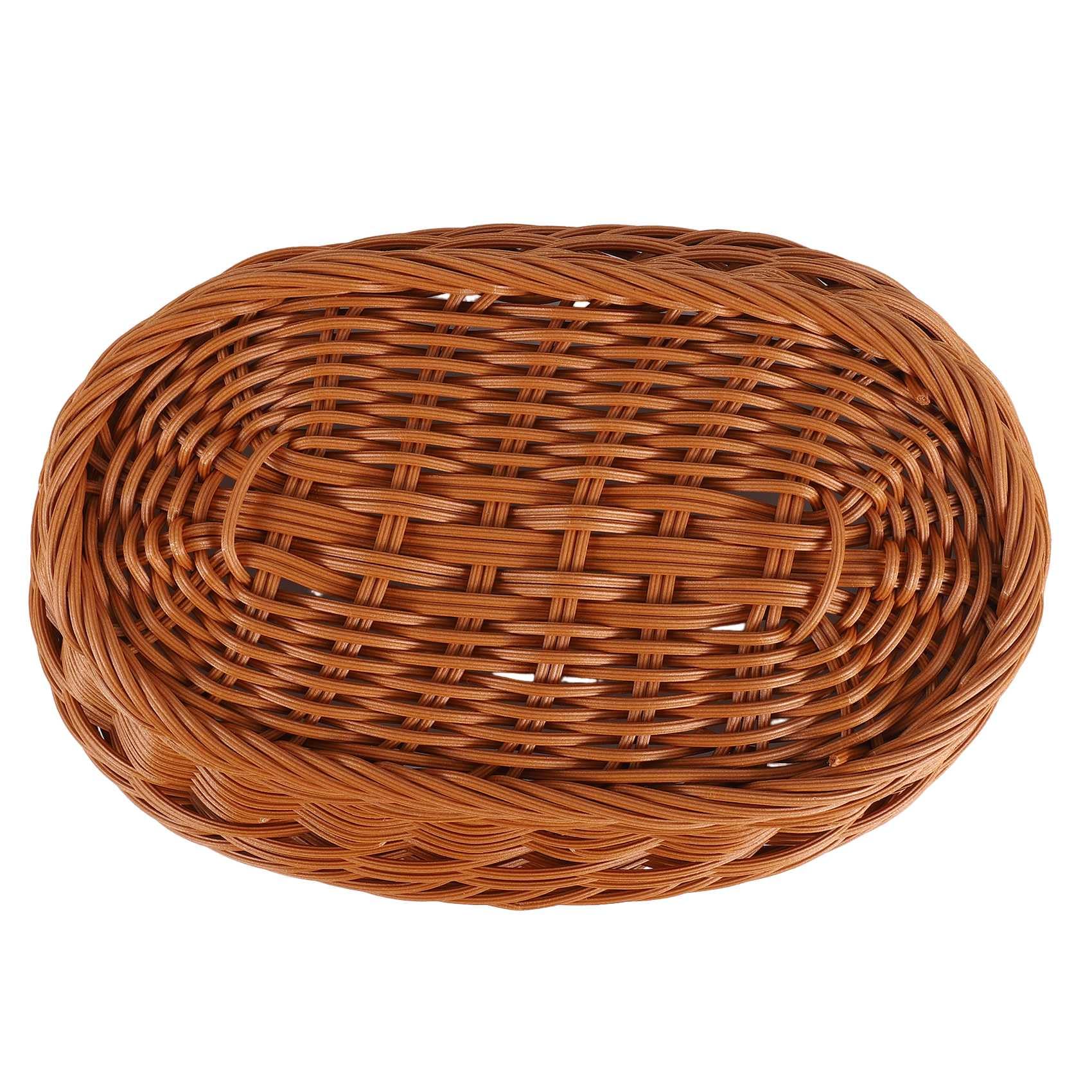 Juego de 3 cestas de servicio para cesta de pan tejida de mimbre, cesta de almacenamiento para mesa de almacenamiento cosmético de frutas y baño