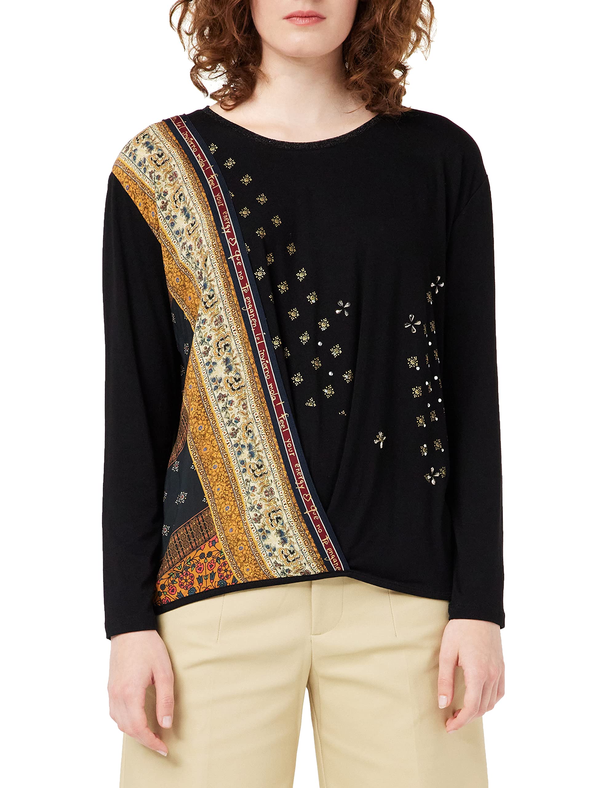 Desigual Women's T-Shirt Bridget, Negro, EU XL