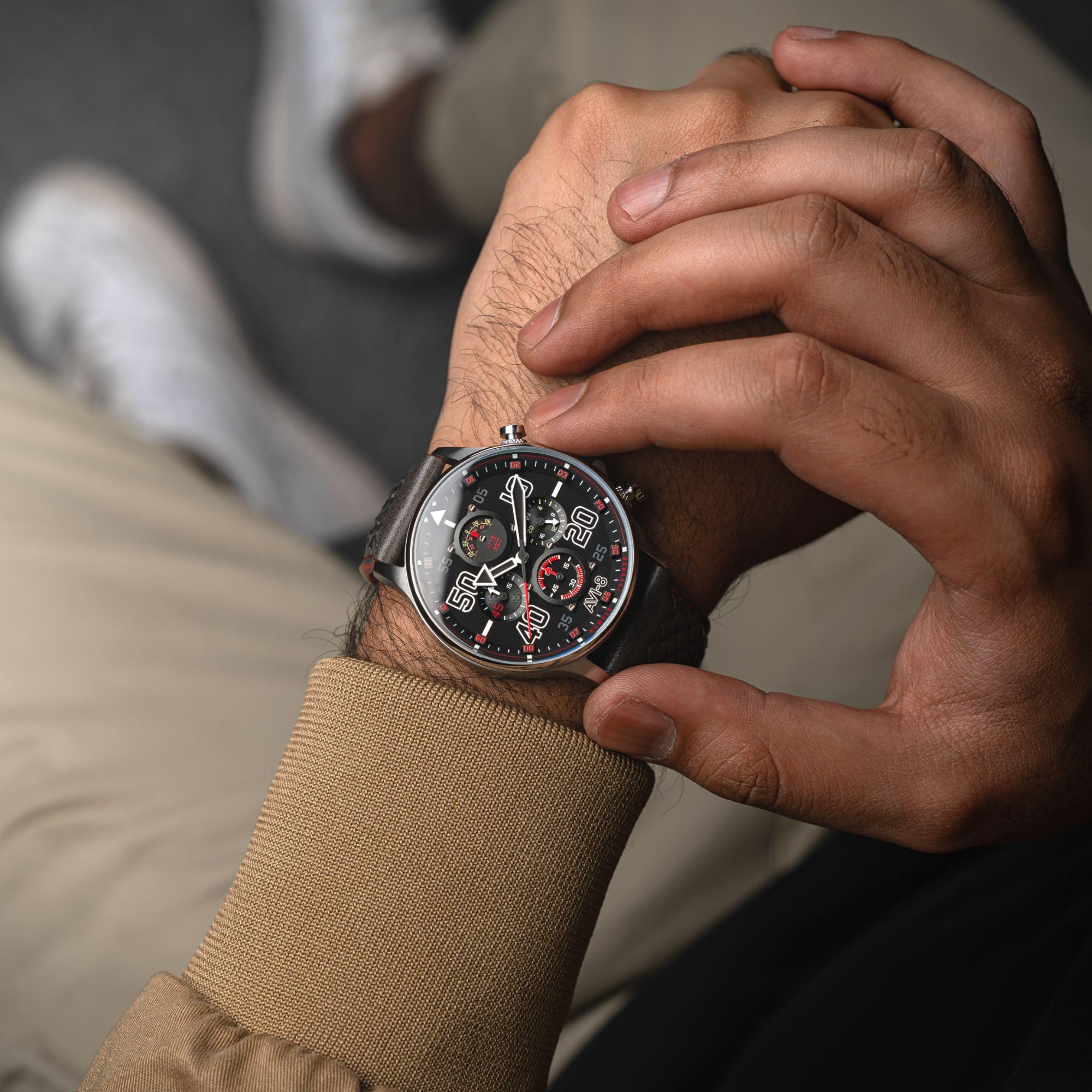 AVI-8 Reloj cronógrafo Hawker Typhoon Coningham para Hombre 42 mm D-Day 80 edición Limitada con Correa de Cuero AV-4093
