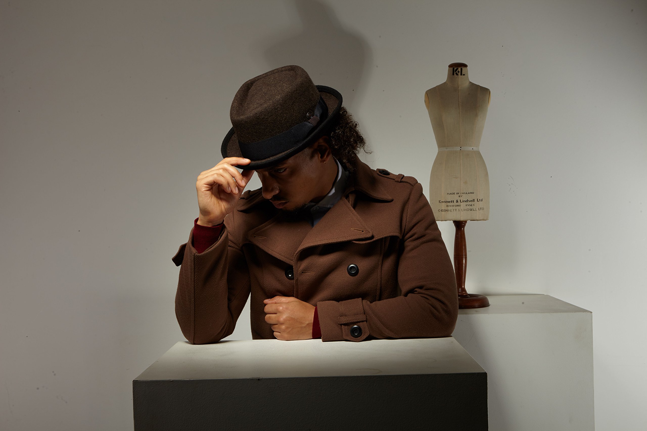 DASMARCA Jacson Melange Lana Feltro Diamante Corona Porkpie Hat