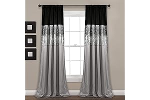 Lush Decor Night Sky Silver Grey Sparkle Curtains
