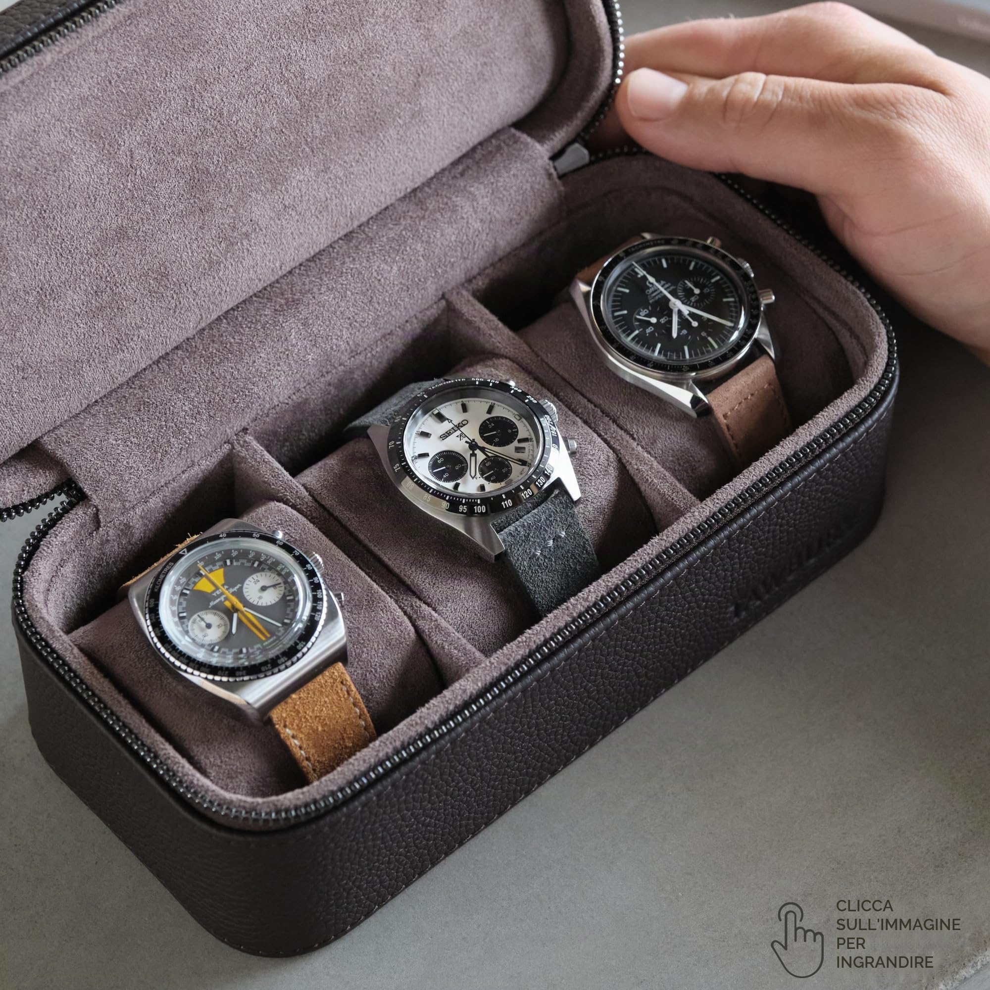 TAWBURY Scatola orologio in pelle 3 orologi uomo viaggio