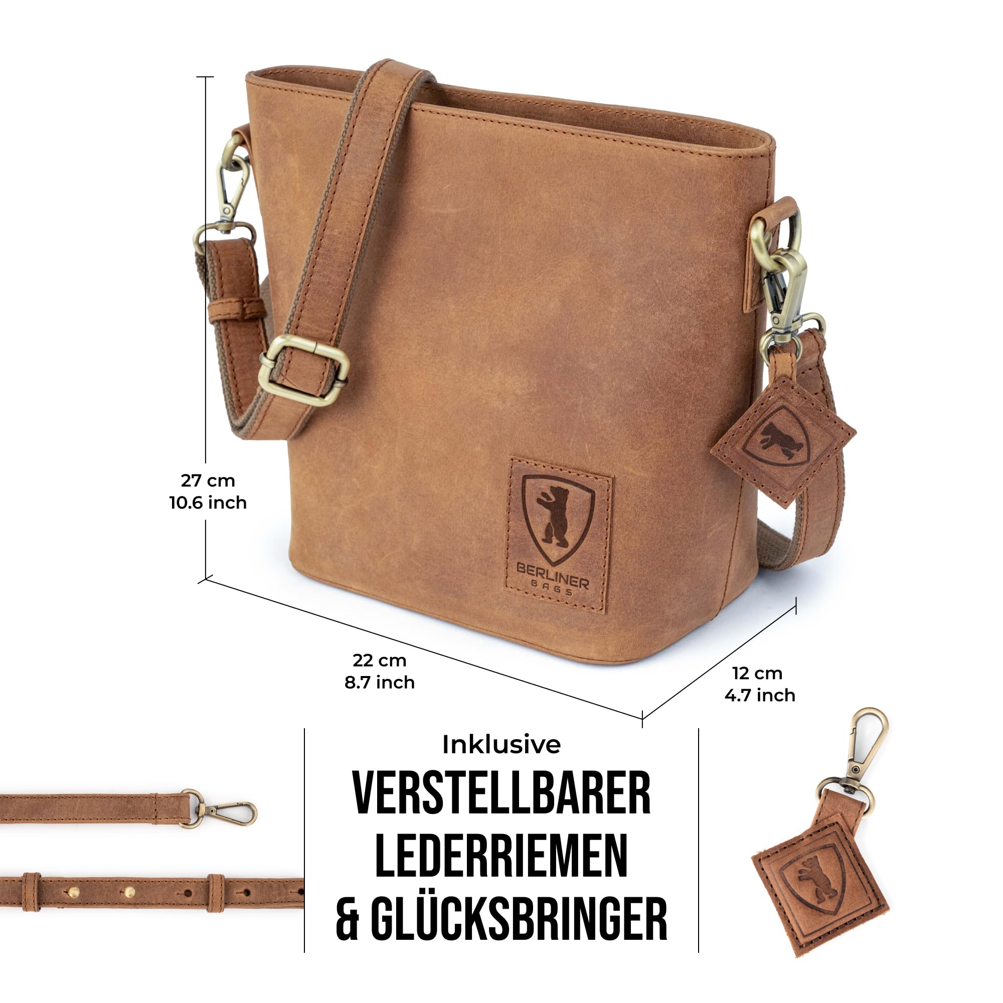 Berliner Bags Schultertasche Madison, Mittelgroße Umhängetasche aus Leder, Crossbody Bag, Handtasche für Damen