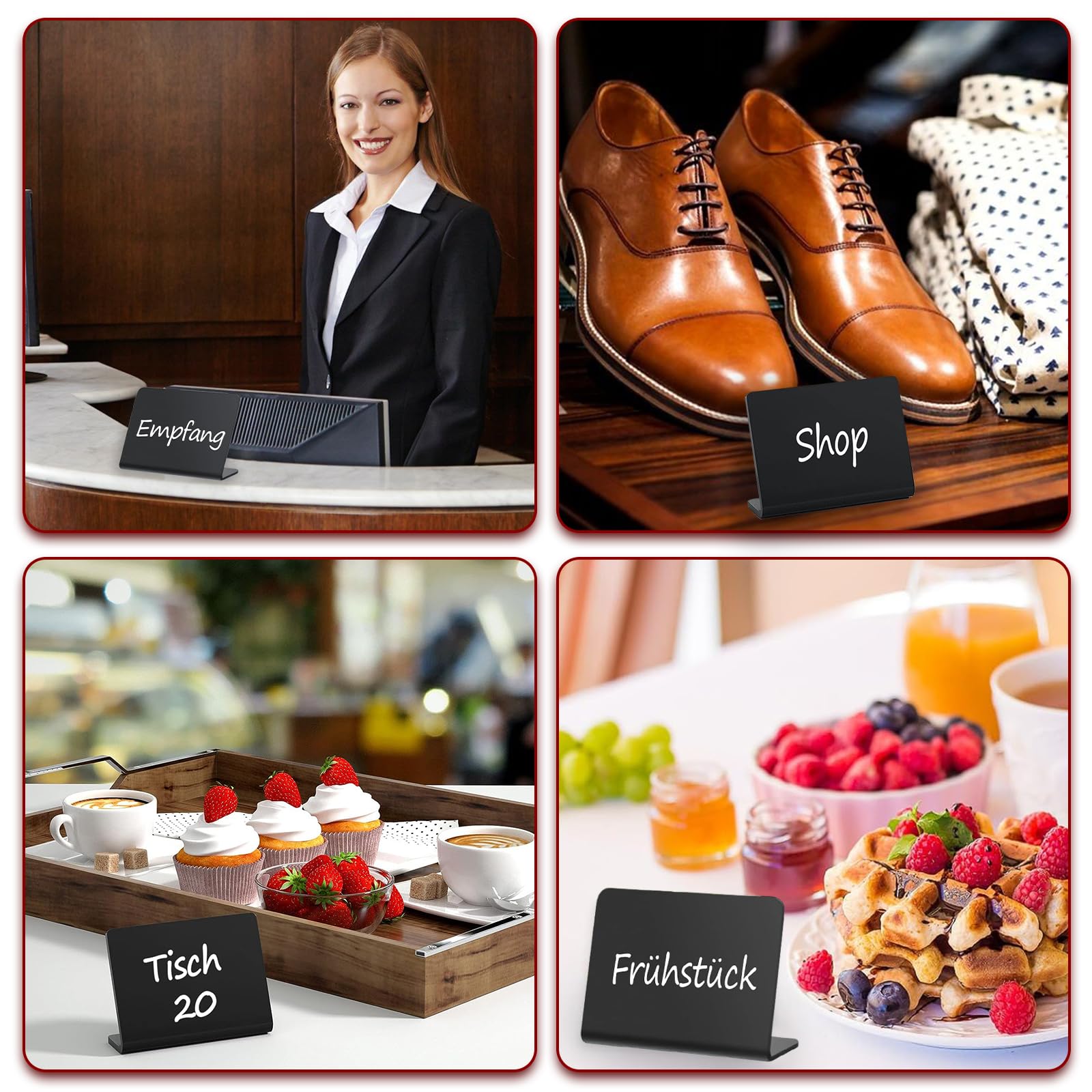 étiquette Prix 20 Mini Tableaux Noirs 10x7.5cm - Ardoises Pour Buffet, Mariage, Boulangerie - Avec Stylos Et Chiffon Panneau écriture Effaçable